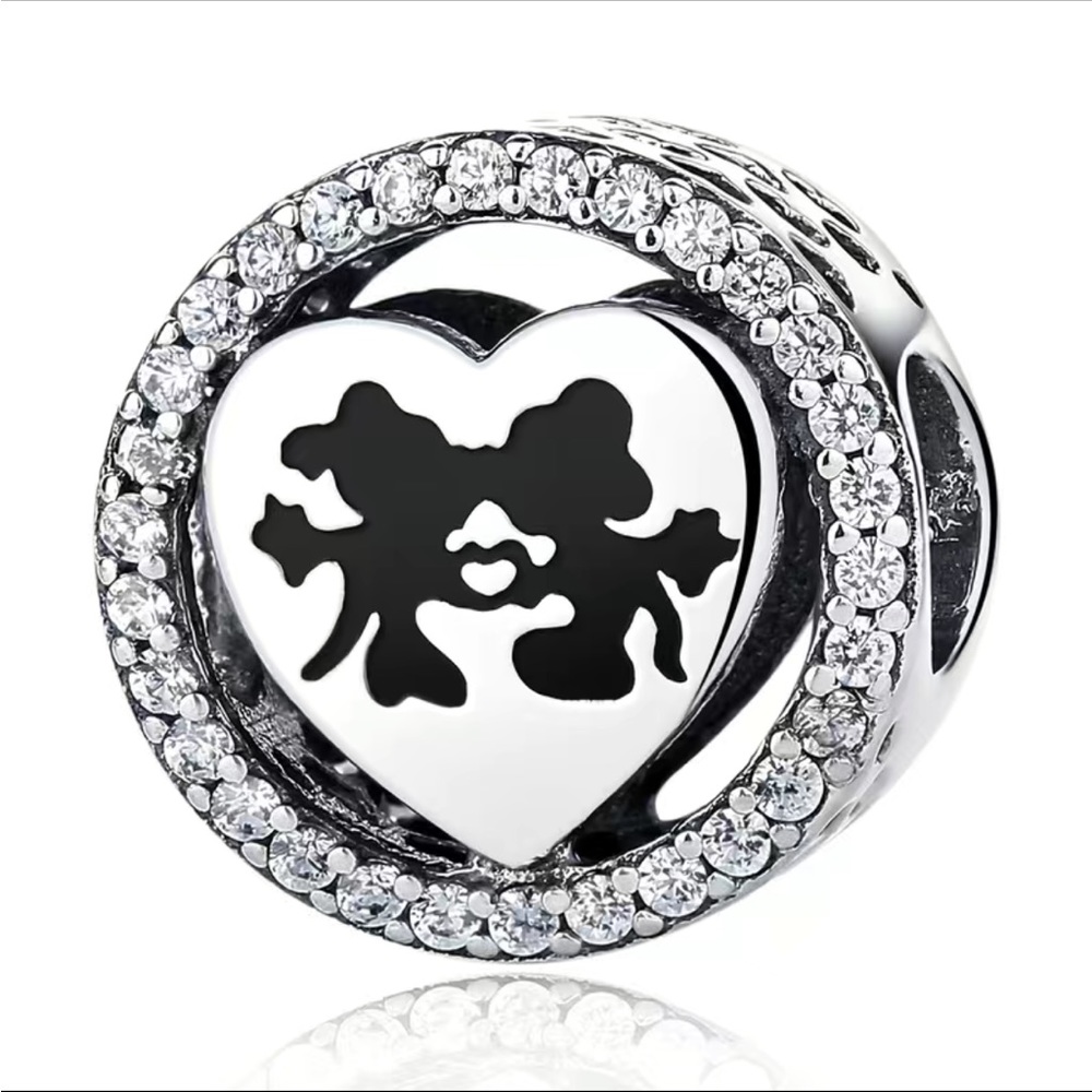 Sterling Silver Mickey and Minnie Mouse Bracelet Charm